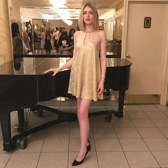 Kimchi Blue Gold Corellia Beaded Neck Mini Dress - Picture 13 of 13